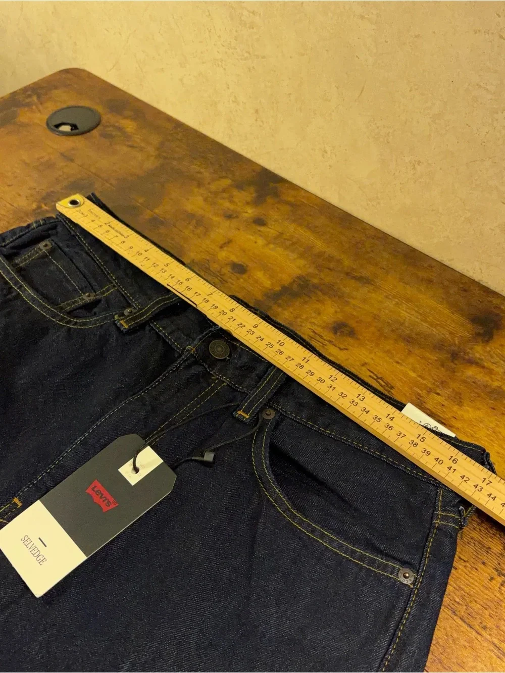 Levis 505 Selvedge Jeans Mens Size 33x30 Straight Leg Dark Wash Americana NWT